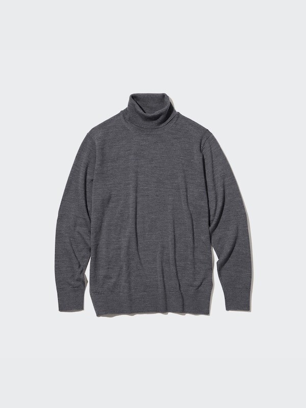 Джемпер с высоким воротом из мериноса Uniqlo, серый — фото 2