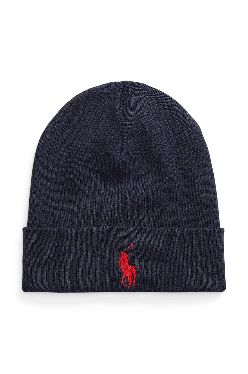 

Хлопчатобумажная шапка Polo Ralph Lauren, темно-синий