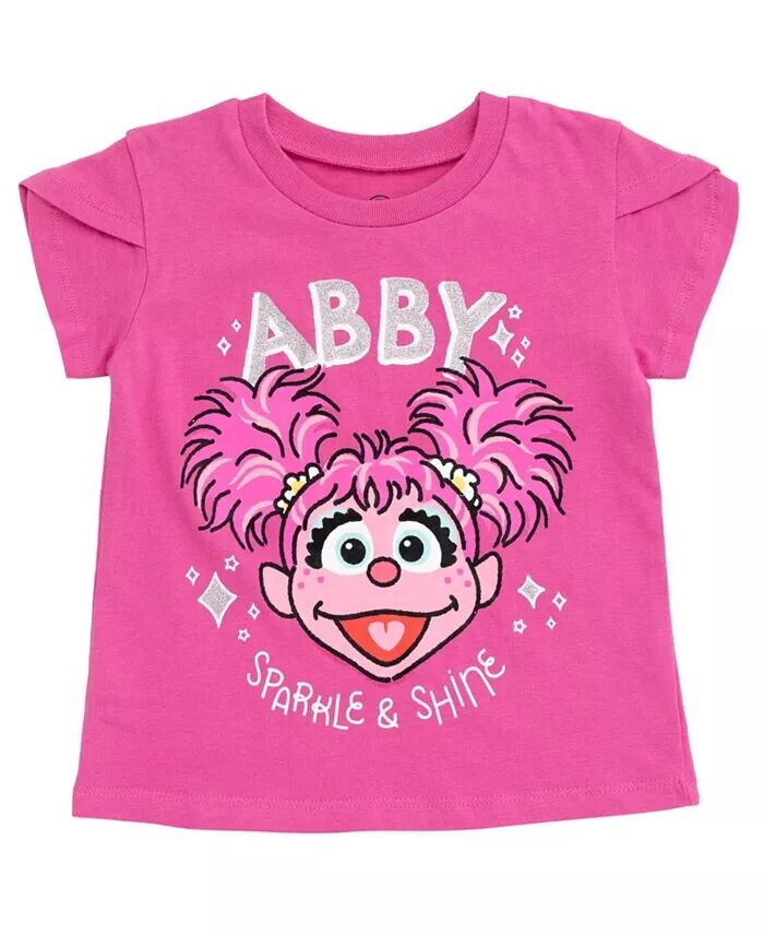Футболка Abby Cadabby для маленьких девочек, тюлевая сетчатая юбка и резинка для волос, комплект из трех предметов, фиолетовый/синий Sesame Street, фиолетовый — фото 2