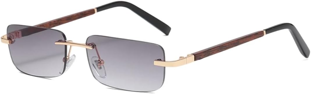 

Солнцезащитные очки без оправы для женщин и мужчин, винтажные прямоугольные, с защитой от УФ-излучения UV400, очки для вождения, без оправы с градиентным переходом цвета HPIRME, Black