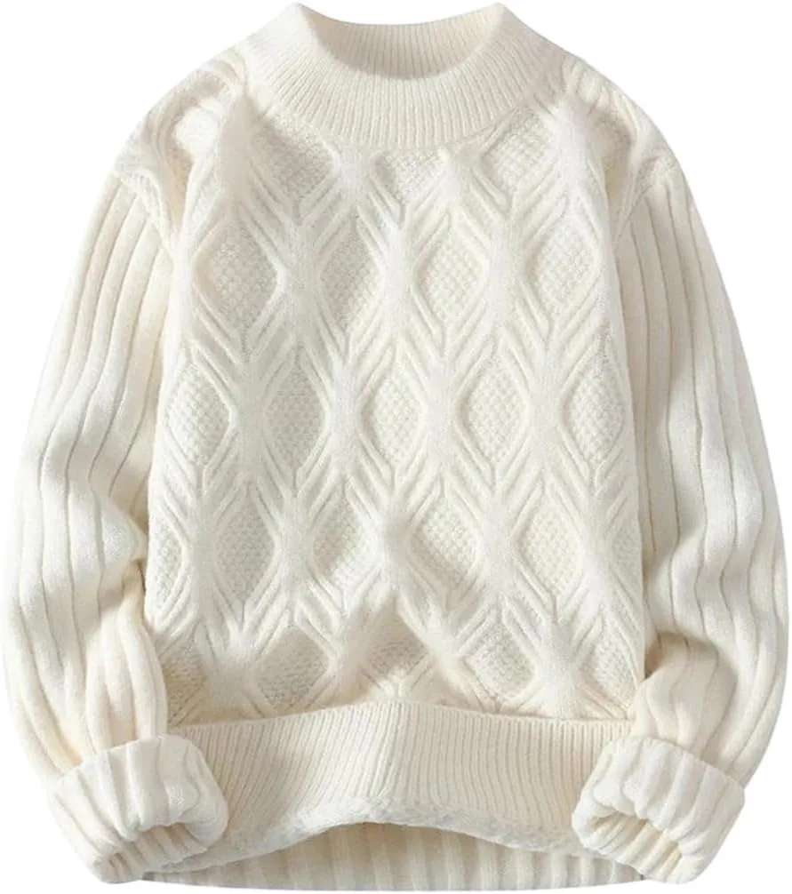 

Мужской зимний вязаный свитер с круглым вырезом