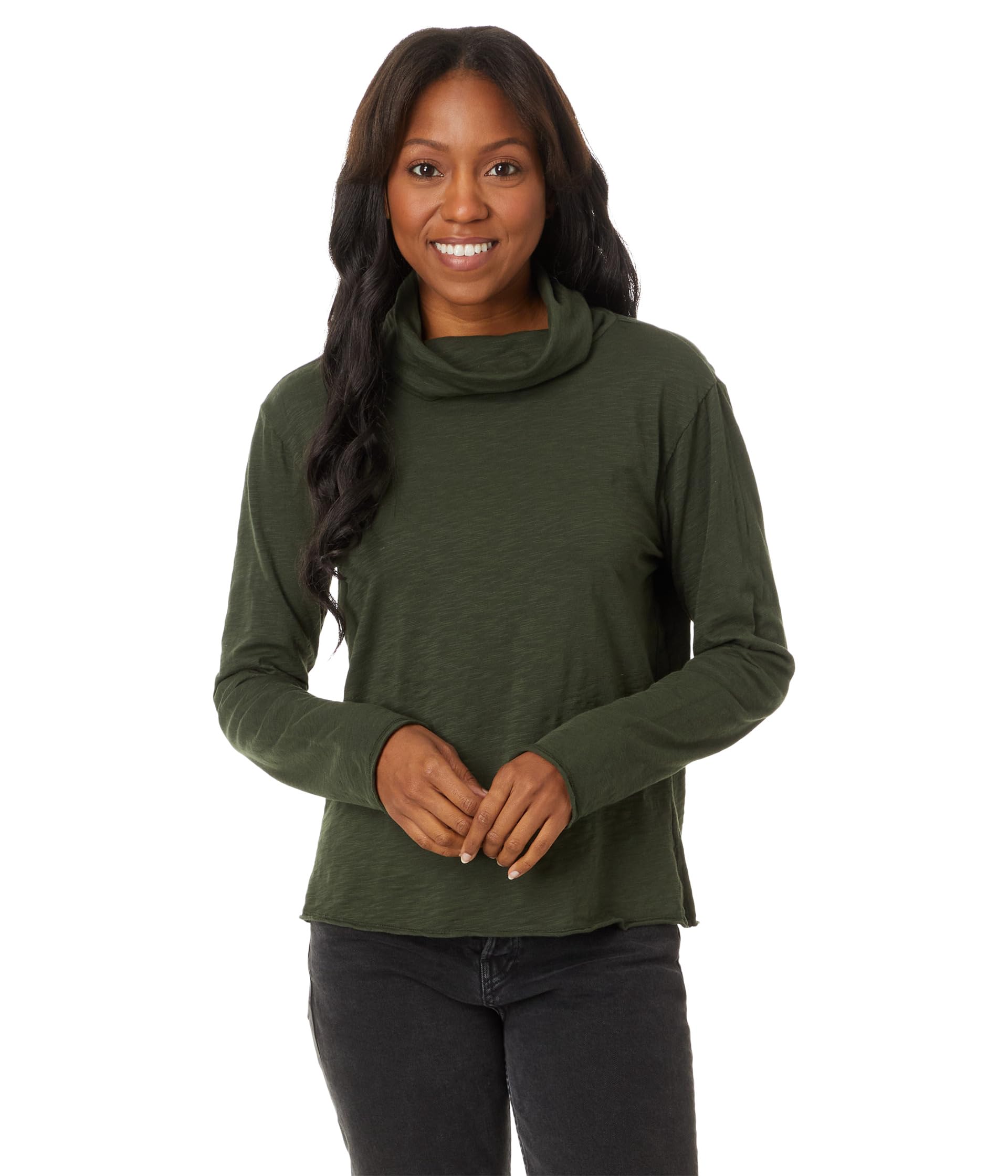 

Топ Mod-o-doc Long Sleeve Draped Turtle Neck Top, Everglade