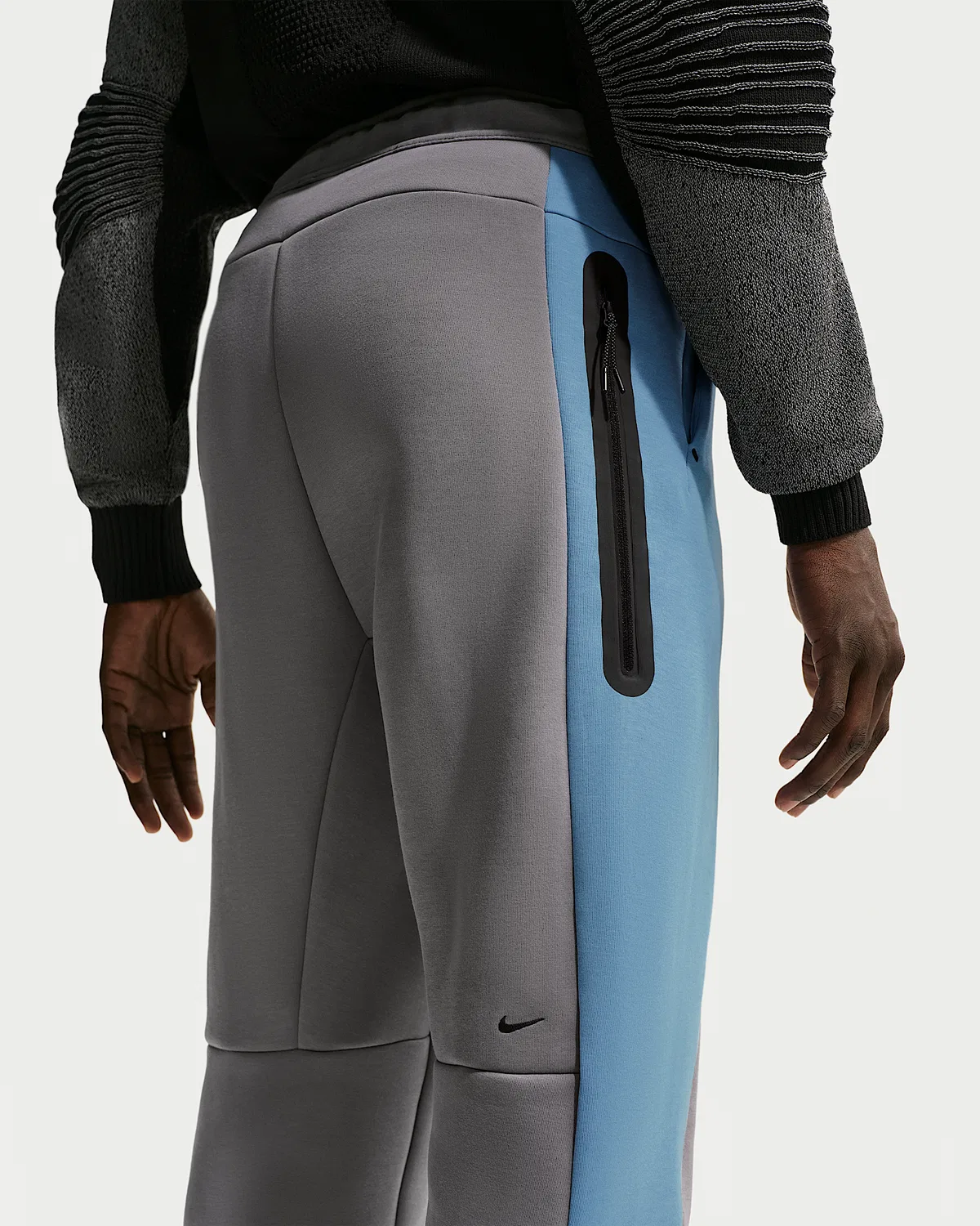 Мужские флисовые штаны Nike Tech с цветовой блокировкой и открытым низом, Pencil Point/Work Blue/Black/Black — фото 3