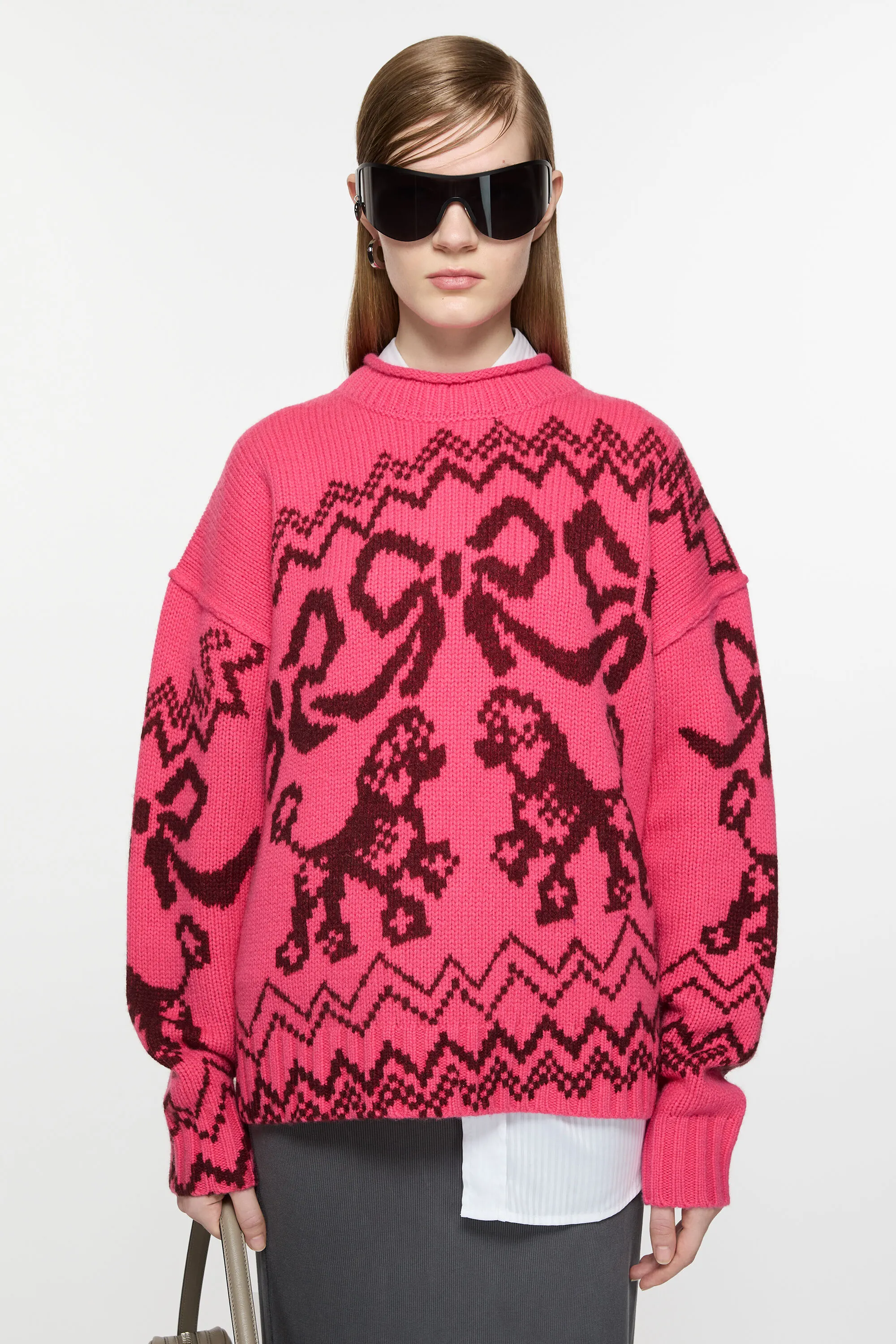 

Жаккардовый свитер Acne Studios, Pink/red