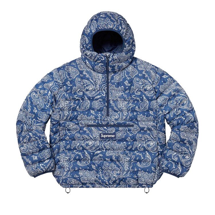 

Пуловер Supreme Micro Down Half Zip Hooded Pullover Blue Paisley, синий