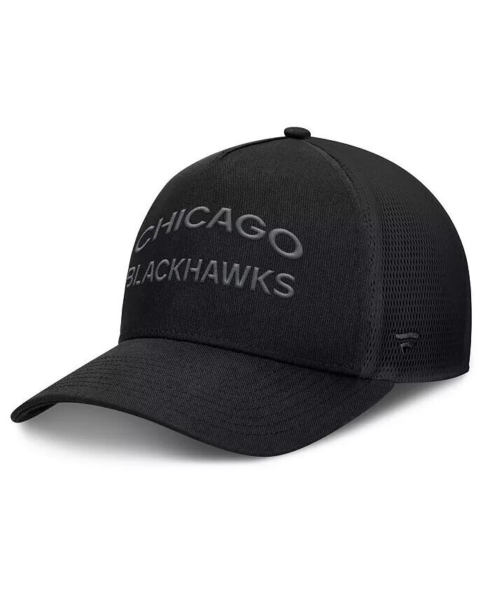 

Мужская черная бейсболка Chicago Blackhawks Authentic Pro Road Stack Text A-Frame Adjustable Fanatics