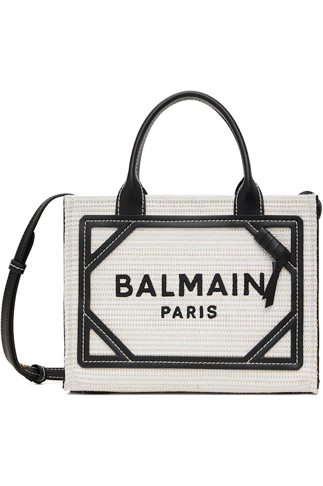 

Маленькая сумка-тоут из рафии b-army Balmain, серый