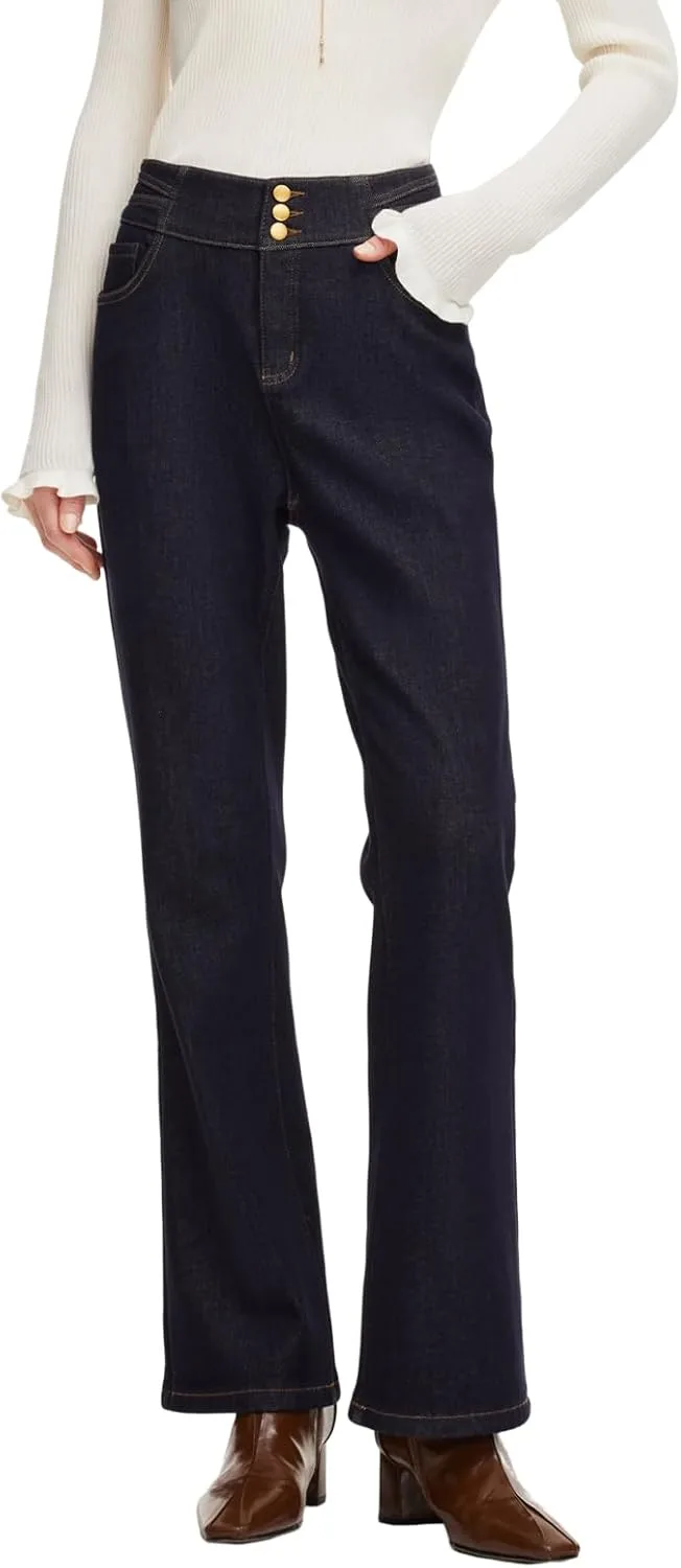 

GOELIA Утепленные джинсы Women High Waist Wide Leg
