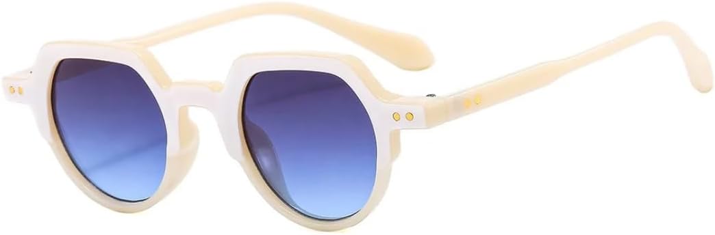 

Модные солнцезащитные очки для женщин в стиле ретро, ​​круглые, с прозрачными линзами цвета океана, защита от УФ-излучения UV400; мужские солнцезащитные очки в стиле панк с заклепками SZVVBKK, White