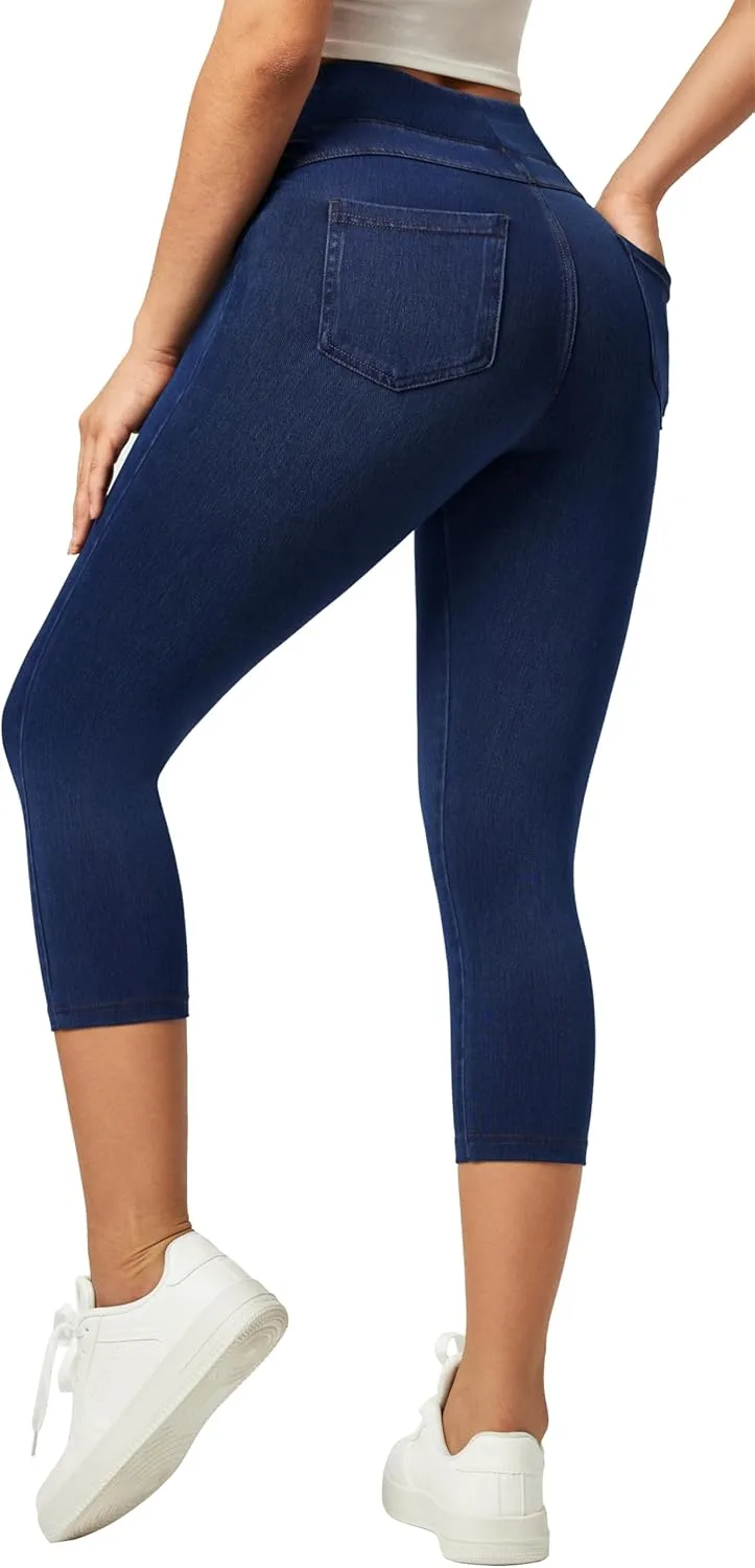 

IUGA Jeggings для женщин Pull On Capri Stretchy High Waisted Denim с карманами