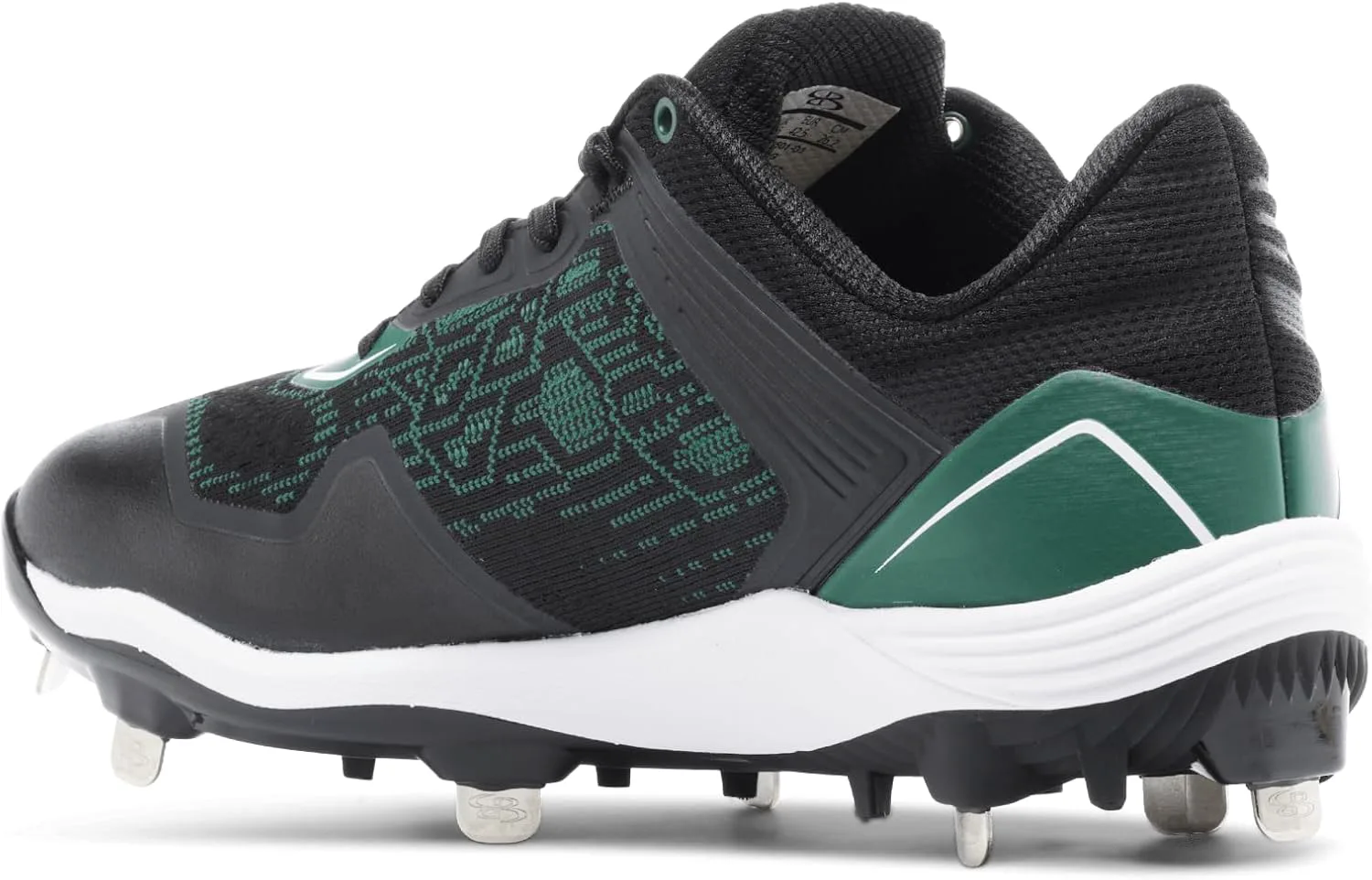 Boombah Viper Pureknit Мужские металлические бутсы - Статус - Разнообразие цветов - Разные размеры, черный/темно-зеленый — фото 2