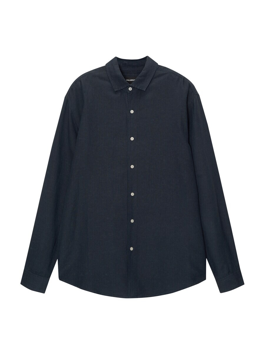 

Повседневная рубашка Pull&Bear Comfort fit Button Up Shirt, темно-синий