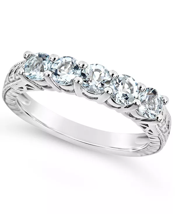 

Кольцо с голубым топазом (1-1/2 карата) из стерлингового серебра (также доступно с другими камнями, соответствующими знаку зодиака) Macy'S, aquamarine