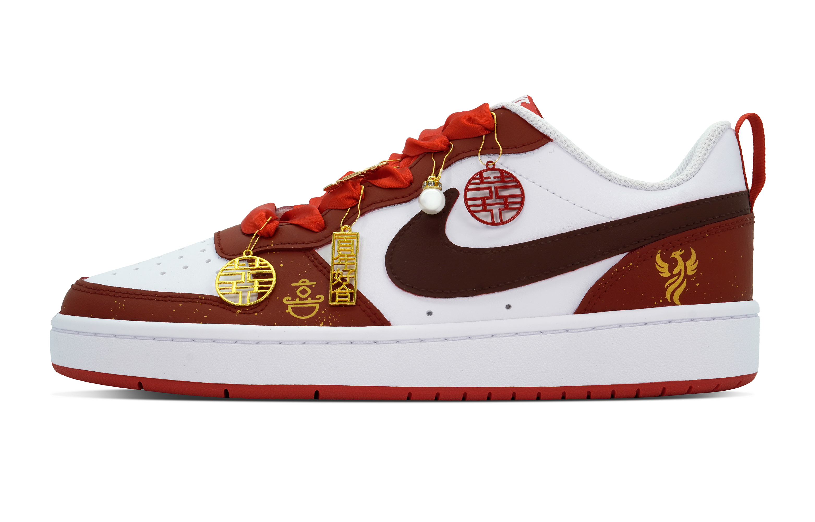 

Обувь для скейтбординга Court Borough для детей, начальная школа Nike, цвет White Gold Red