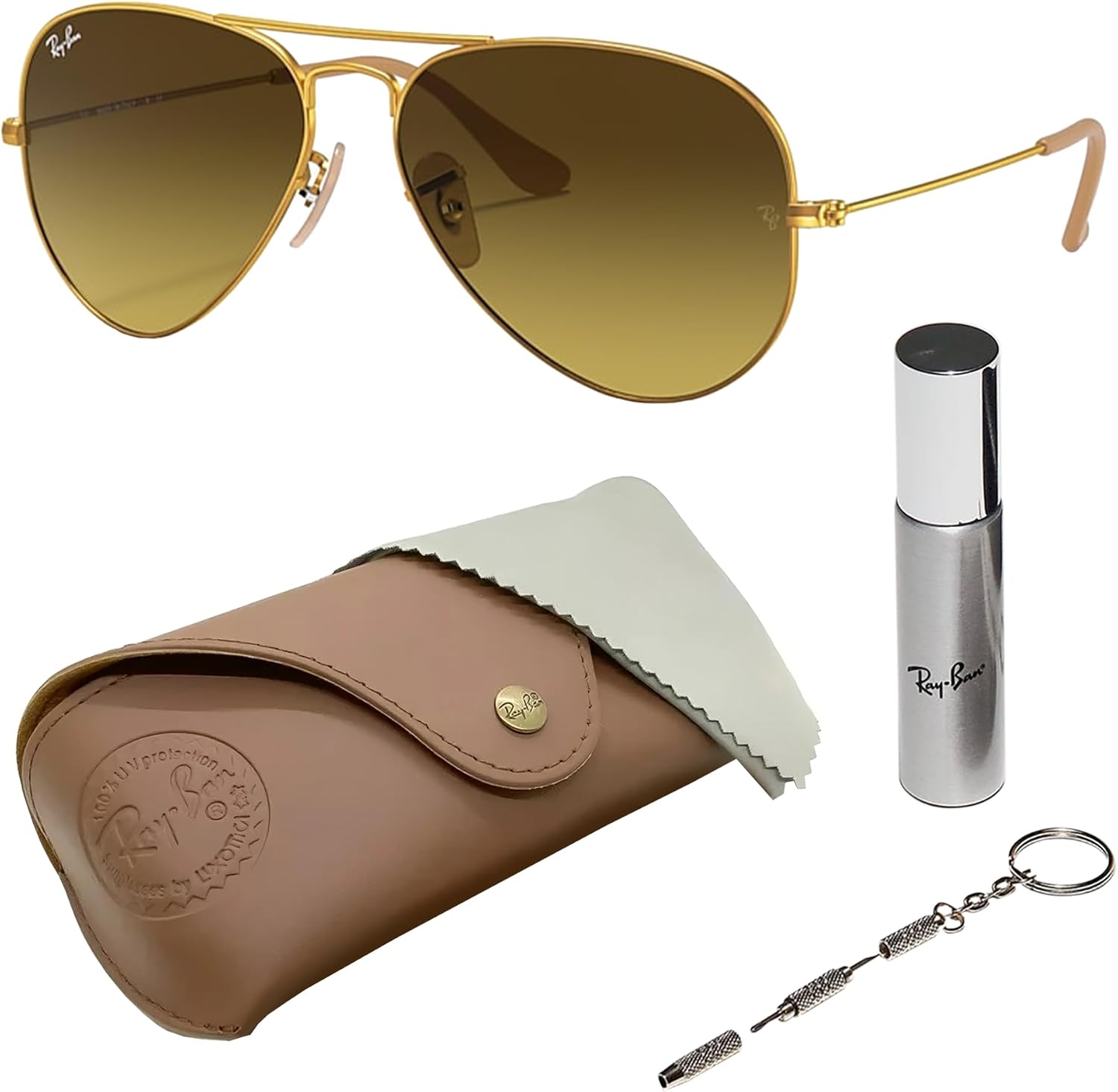

Солнцезащитные очки Ray-Ban RB3025 AVIATOR GRADIENT в форме «пилот» для мужчин и женщин, в комплекте с официальным набором очков RAYBAN, Matte Gold Frame | Brown Gradient Lens