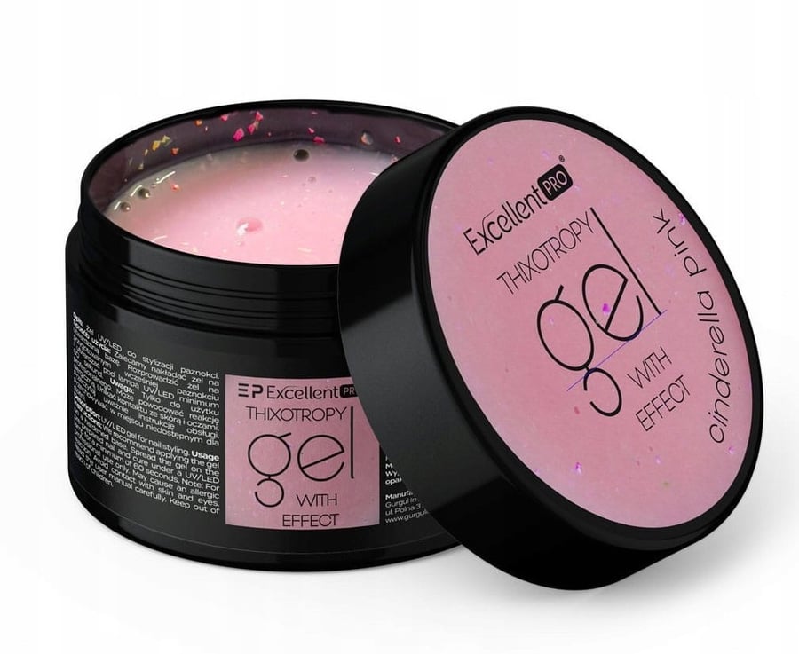 Excellent Pro Thixotropy Pink Builder Gel Pieces of Foil Cinderella Pink 50 г — фото 2