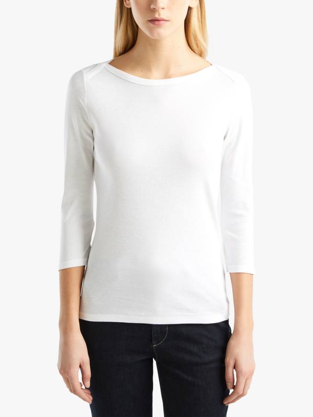 

Топ с вырезом лодочкой и рукавом 3/4 Benetton, цвет Optical White