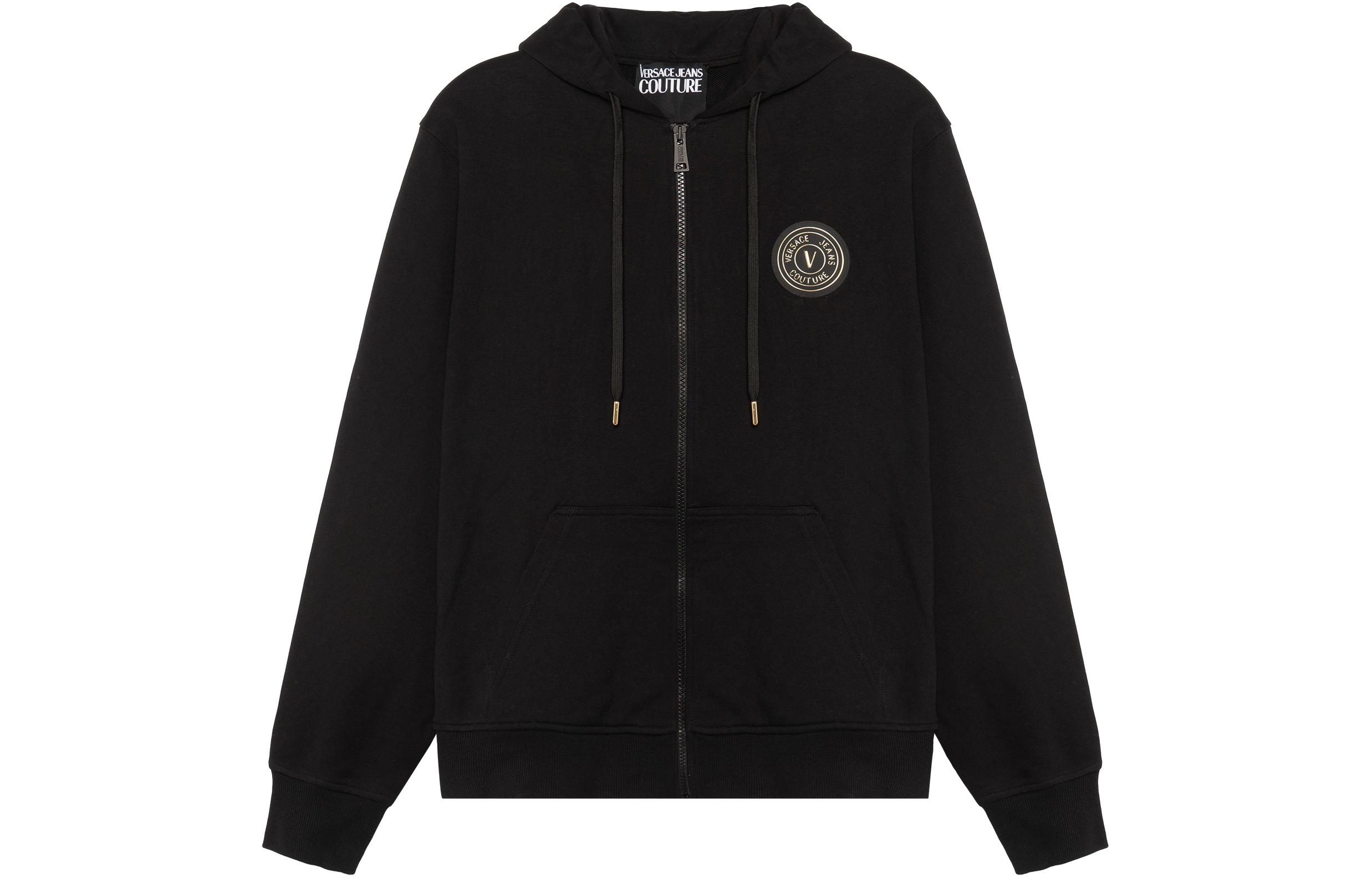 

VERSACE JEANS COUTURE Хлопковый худи с принтом логотипа, Black