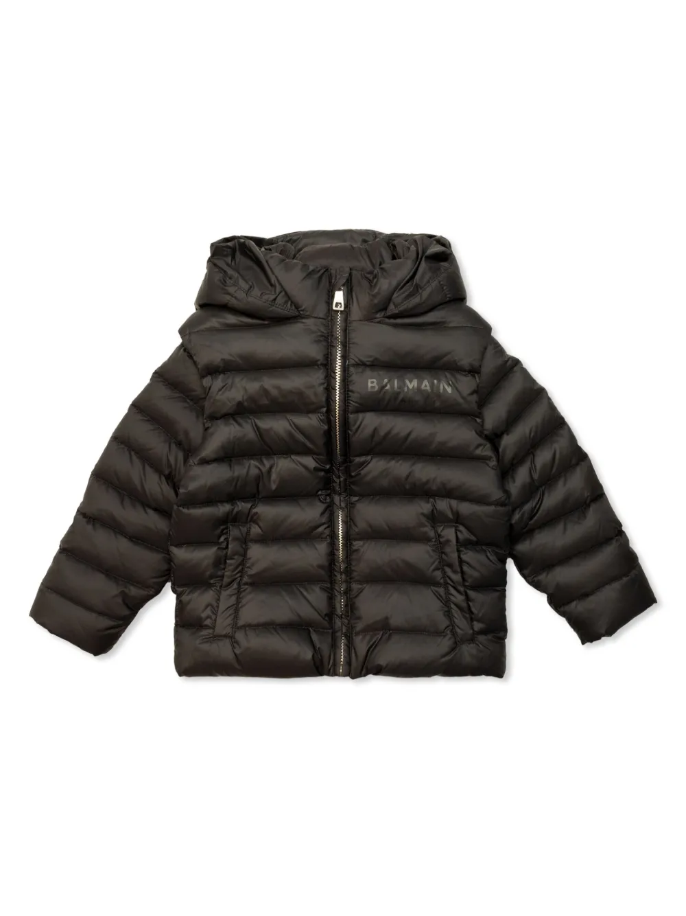 

Пуховик с логотипом Balmain Kids, черный