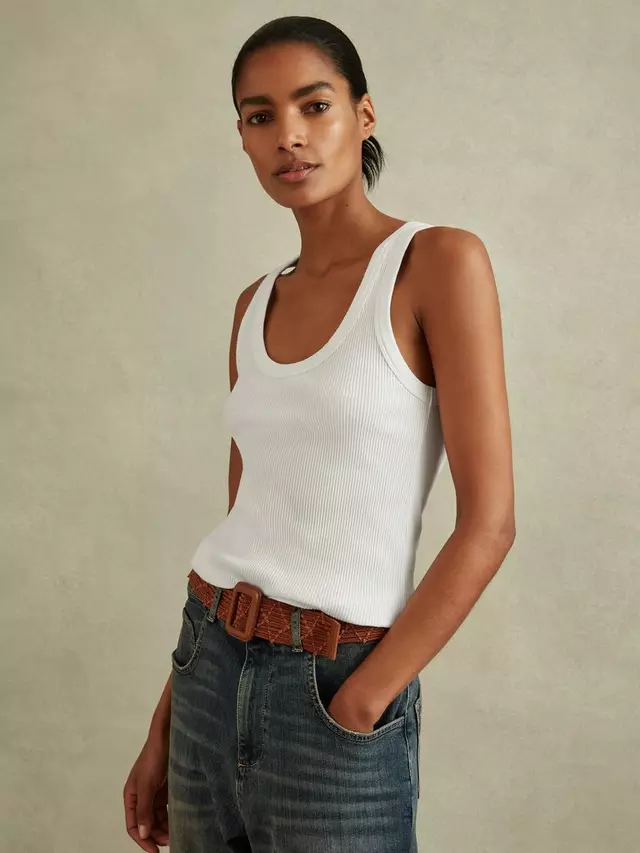 

Топ Reiss Elle Ribbed Vest, белый