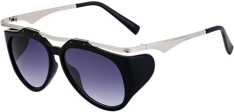 

Большие овальные солнцезащитные очки в стиле панк для женщин и мужчин, винтажные круглые солнцезащитные очки в металлической оправе для женщин WNCKSQ, C4blacksilvergray