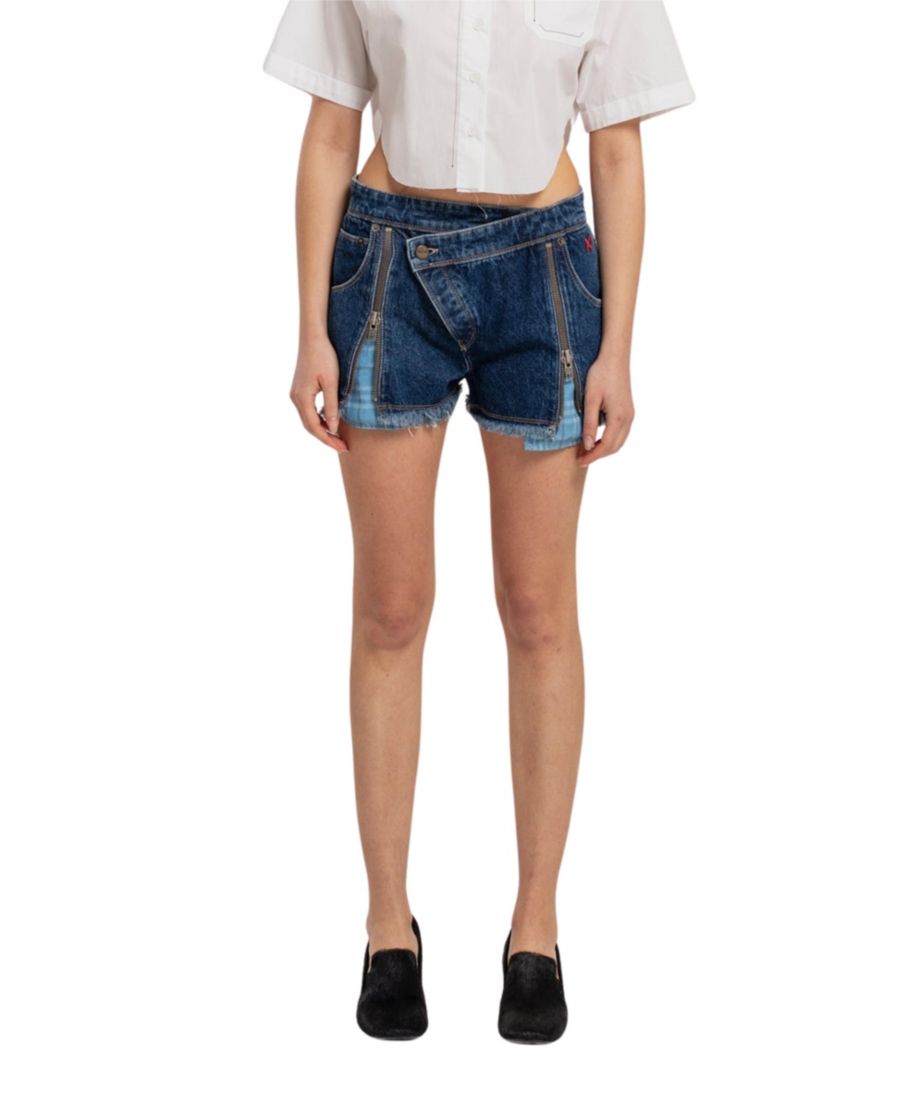 

Женские хлопковые шорты с застежкой-молнией PCFG, Denim blue