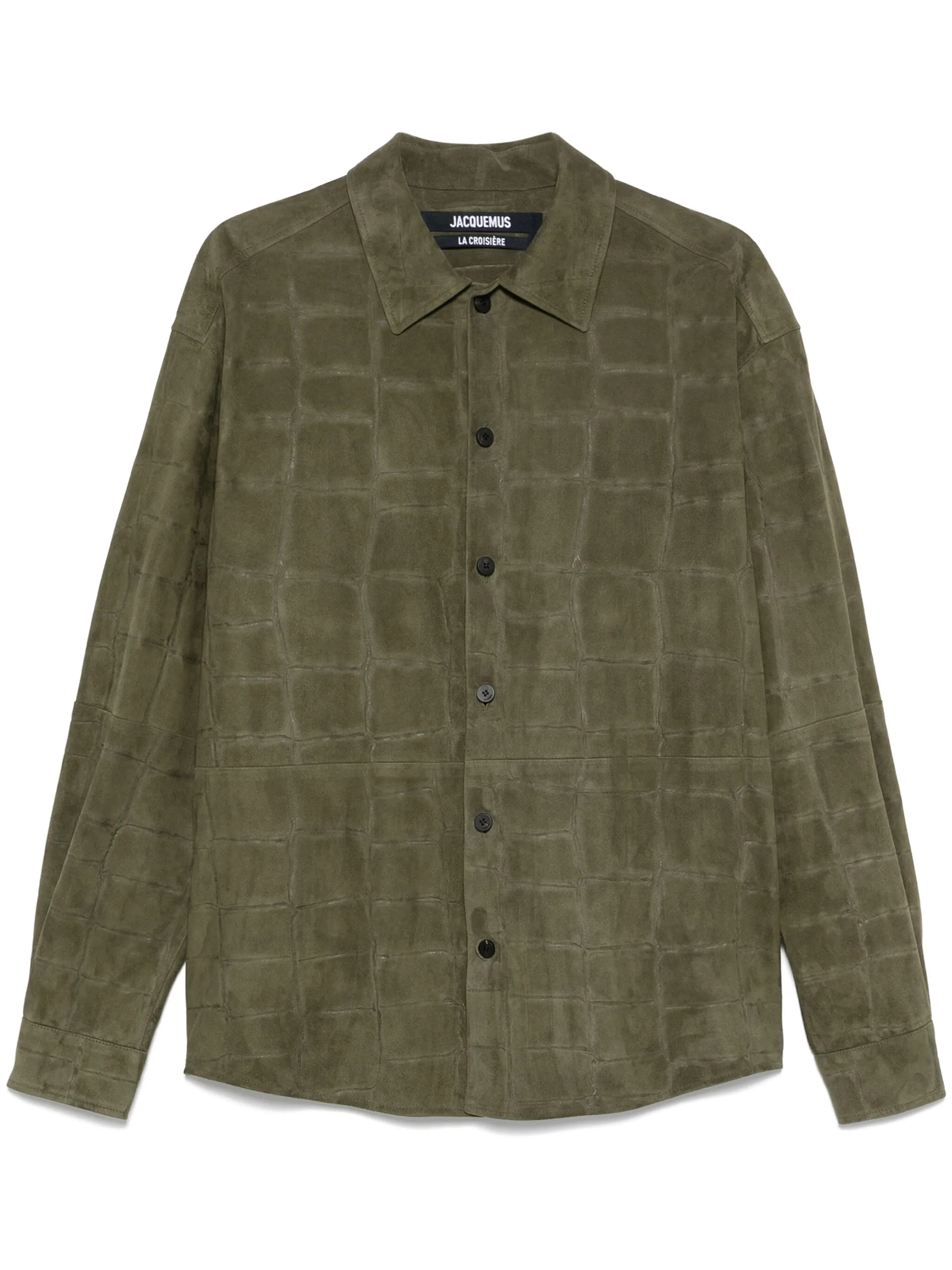 

Кожаная рубашка с тиснением под крокодила Jacquemus, зеленый
