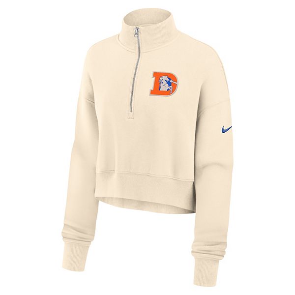 Женский кроп-свитшот denver broncos legacy phoenix fleece с полумолнией cream Nike — фото 3