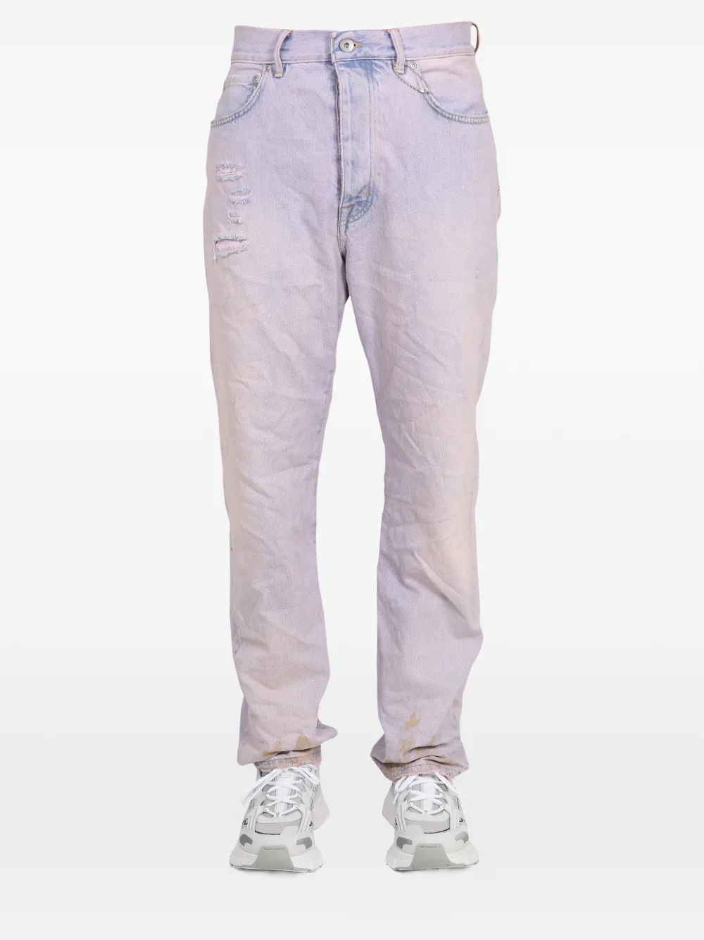 

Джинсы с пятью карманами и эффектом потертостей Purple Brand, синий