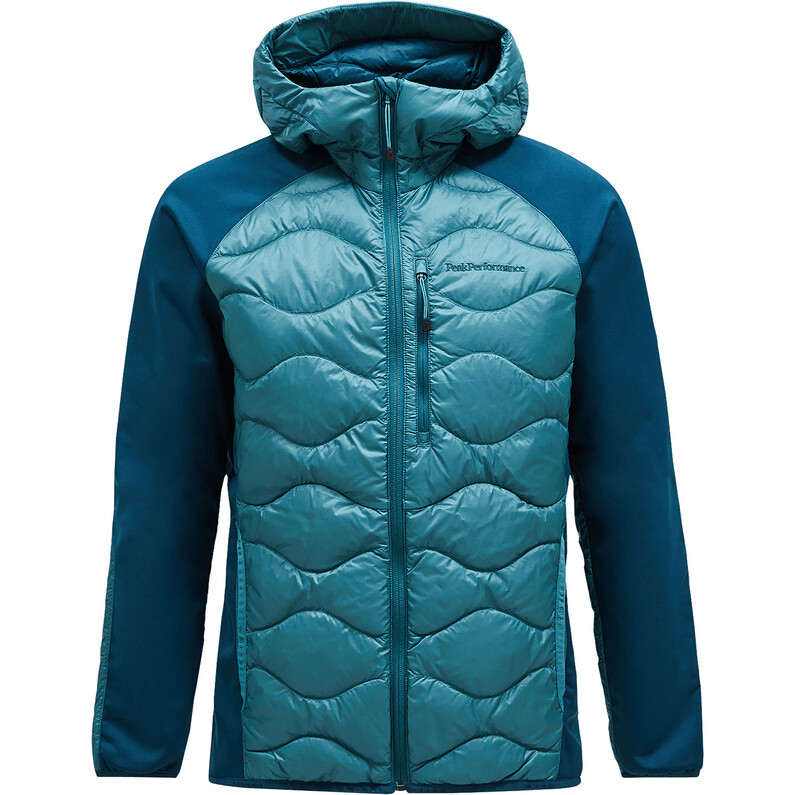 

Мужская гибридная куртка с капюшоном на гелиевом пуху Peak Performance, бирюзовый