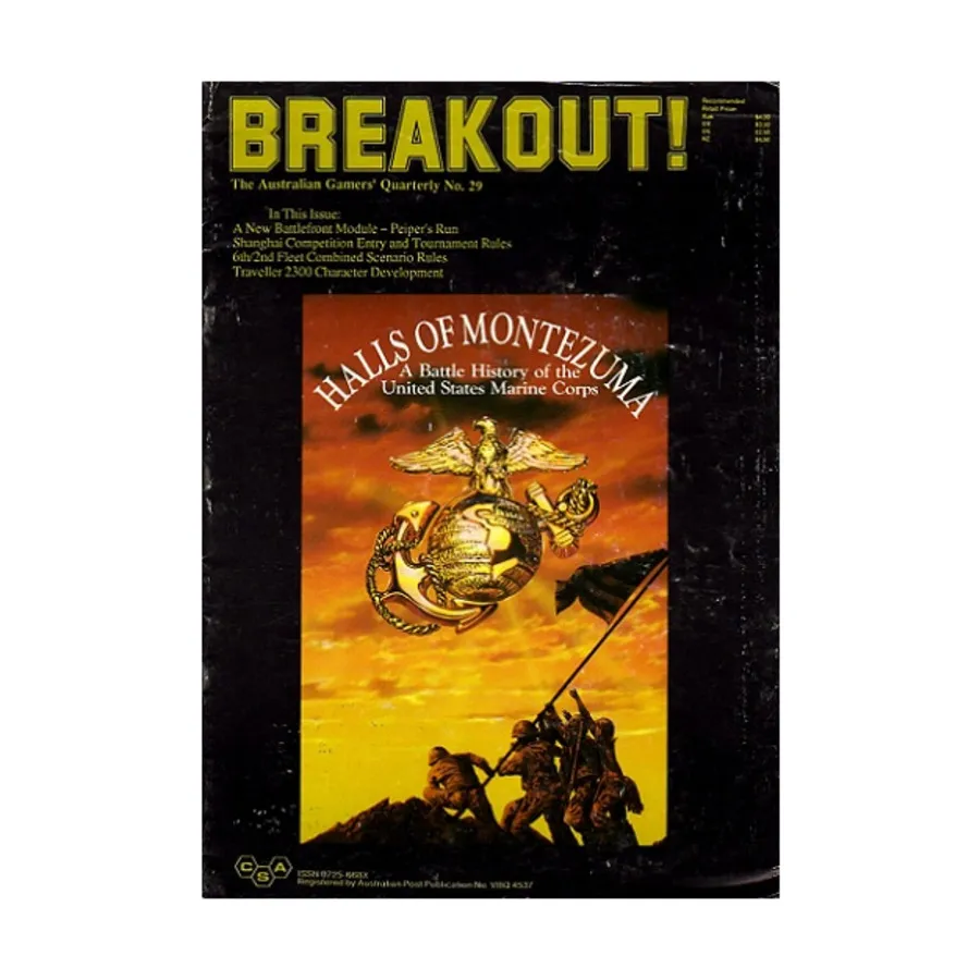 

Журнал #29 "Halls of Montezuma, Battlefront Module - Peiper's Run, 6th/2nd Fleet Scenario Rules", Breakout!