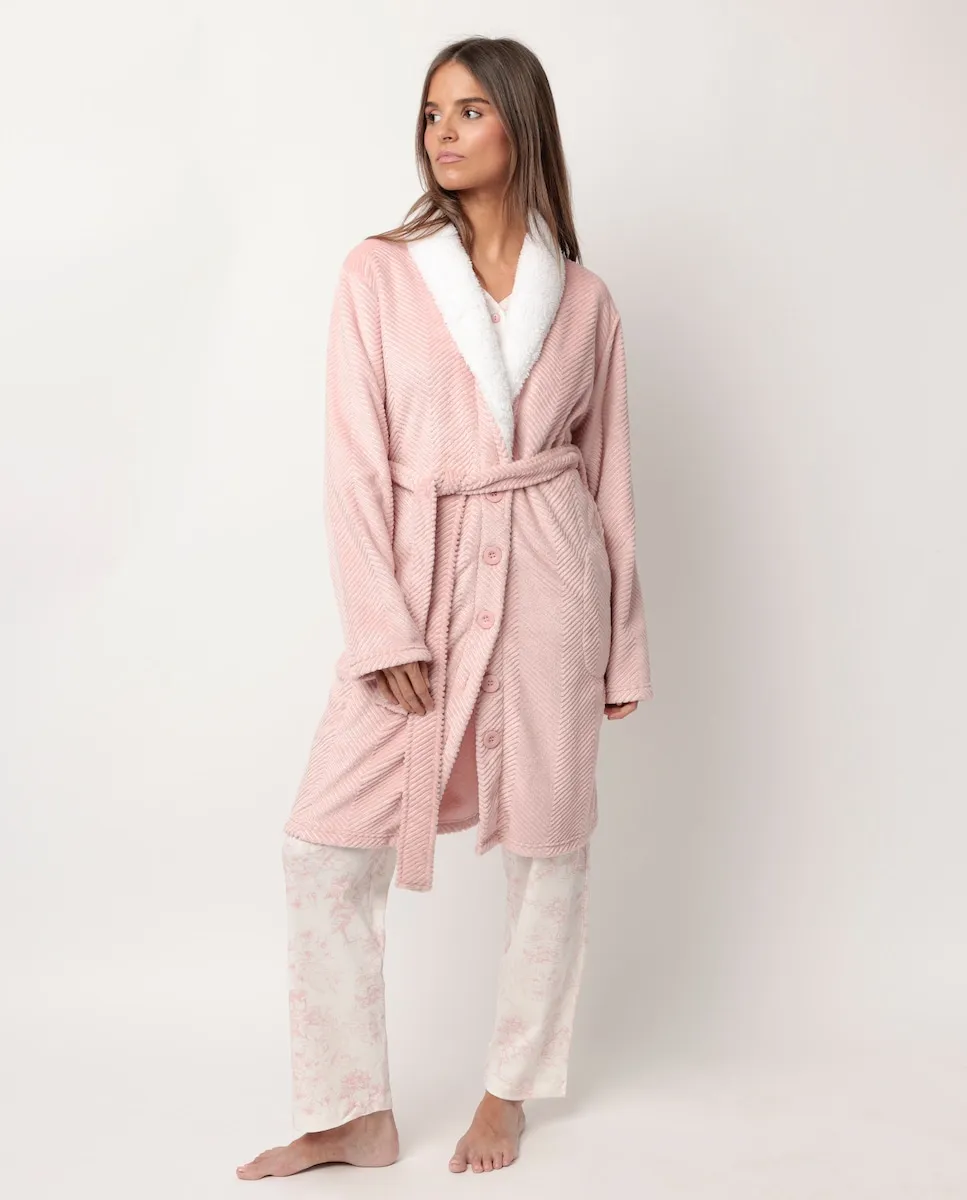 

Женская халат с длинным рукавом из теплой ткани Admas, светло-розовый