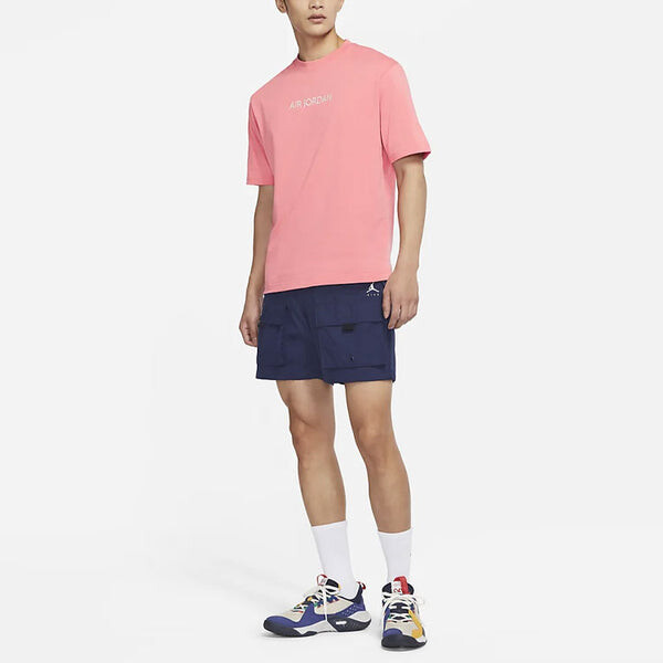 Футболка Men's Air Jordan Solid Color Alphabet Logo Printing Round Neck Short Sleeve Pink T-Shirt, мультиколор — фото 3