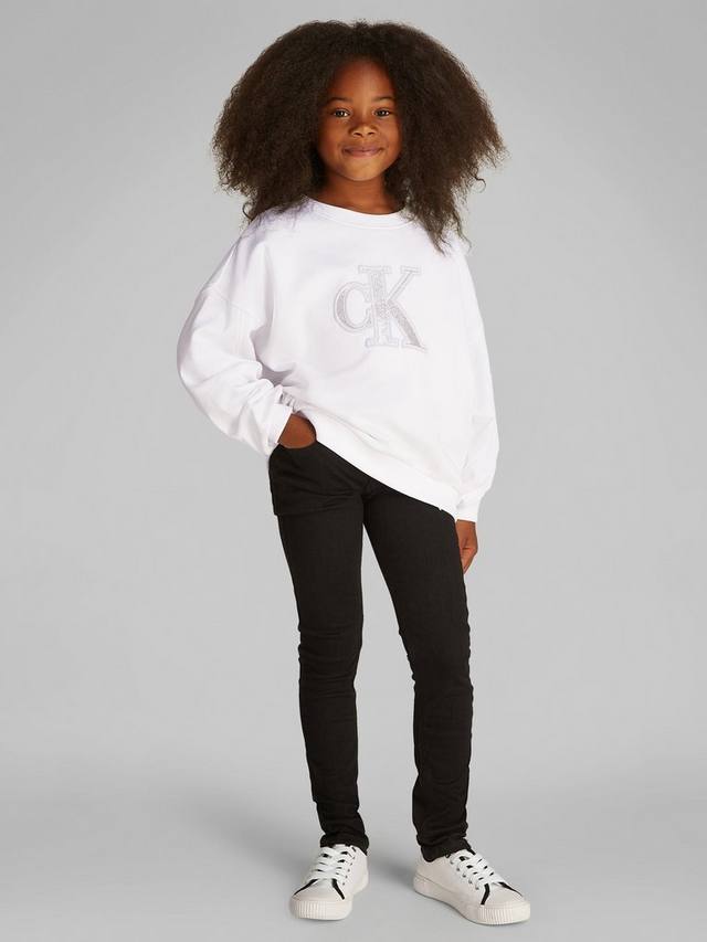 

Детский свитшот с круглым вырезом Calvin Klein, Bright White