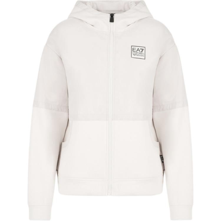 Толстовка с нашивкой логотипом Ea7 EMPORIO ARMANI, серо-бежевая — фото 2