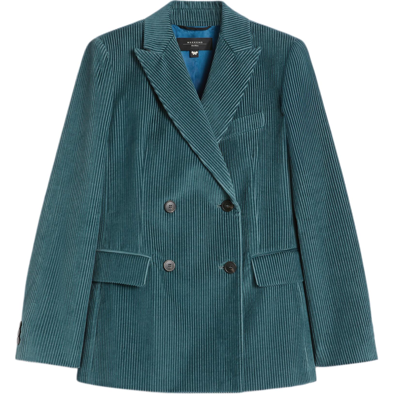 

Рифленый пиджак с текстурой вельвета и двумя рядами пуговиц WEEKEND MaxMara, зеленый