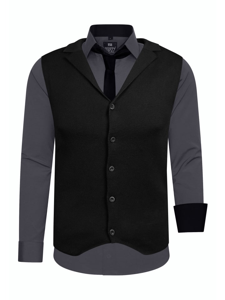 

Рубашка с жилетом и галстуком, комплект из 3 предметов, антрацитовый Rusty Neal