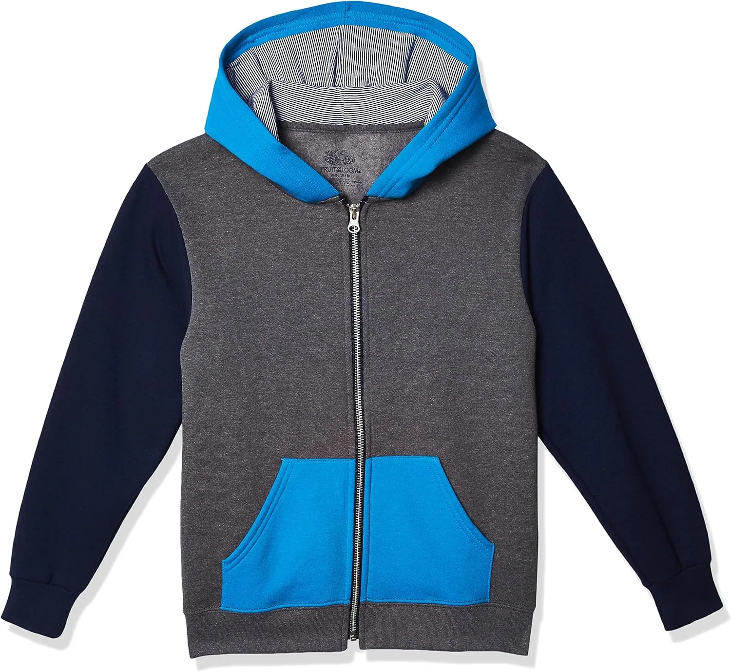 Спортивные штаны, толстовки и худи Fruit of the Loom для мальчиков, Full Zip - Charcoal Heather/Navy