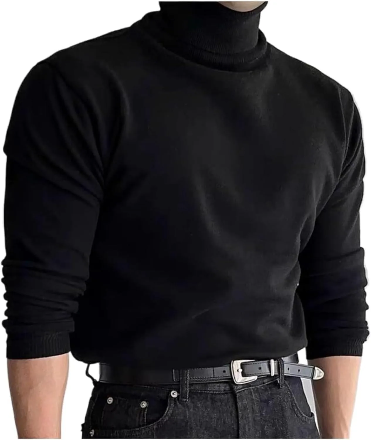 Мужской классический водолазка с длинным рукавом Slim Fit — фото 2
