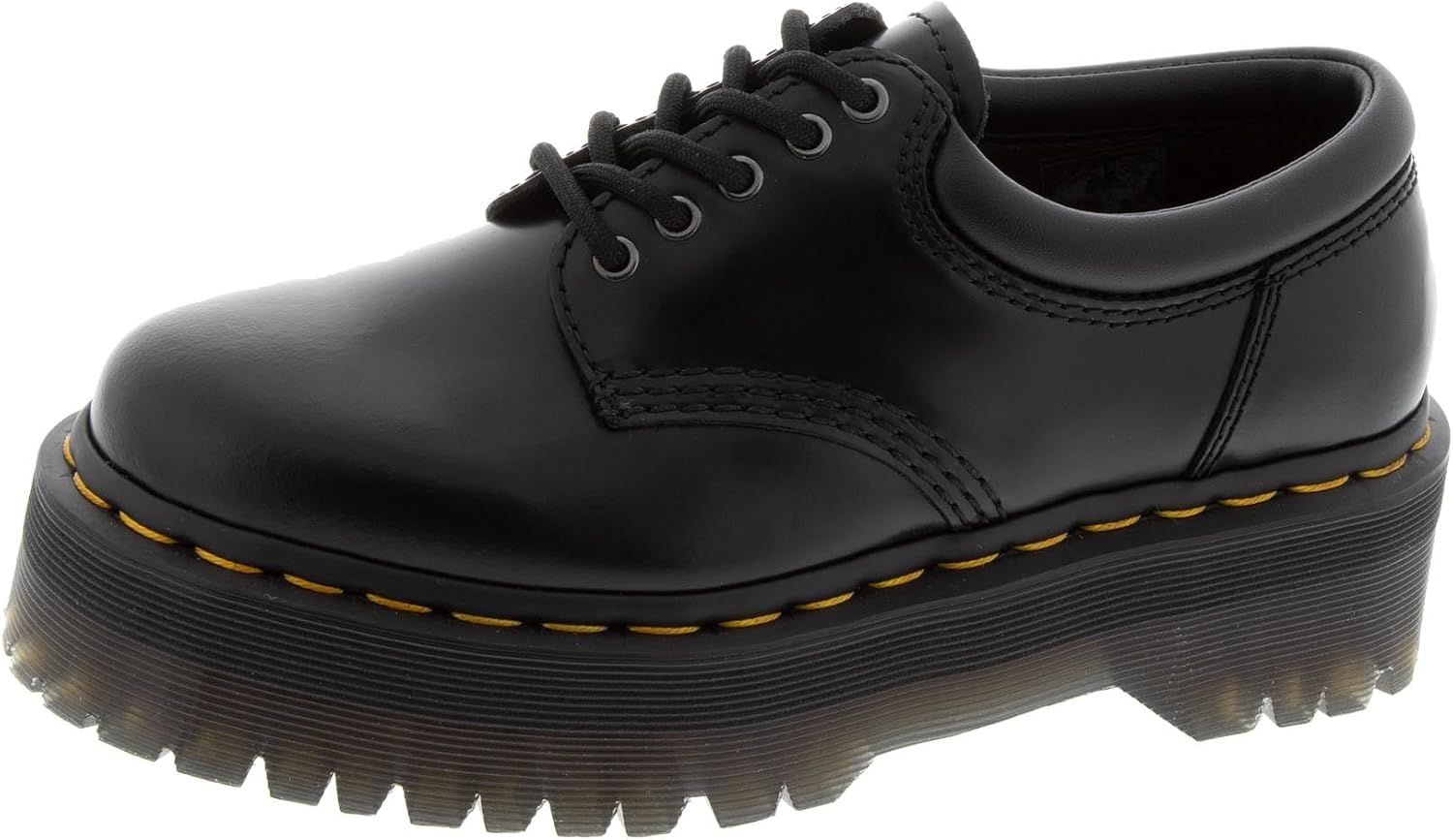 

Dr. Martens Unisex 8053 Quad 5-Eye Shoe, Black Polished Smooth