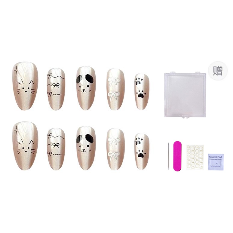 

Мальтийские милые универсальные съемные накладные ногти cat eye, очаровательные и мультяшные накладные ногти сужающиеся длинные 24мм ORANOT, Long Ladder S, Fits 80% [Includes Storage Box]15-11-12-11-8