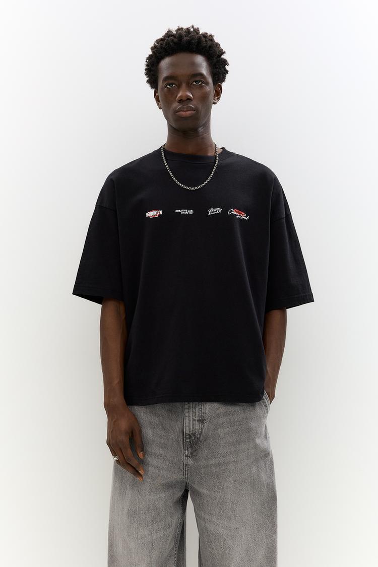 

Футболка Stwd с рисунком вишни Pull And Bear, черный