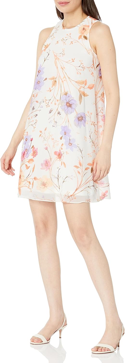 

Женское платье-трапеция без рукавов с круглым вырезом Calvin Klein, Cream Multi