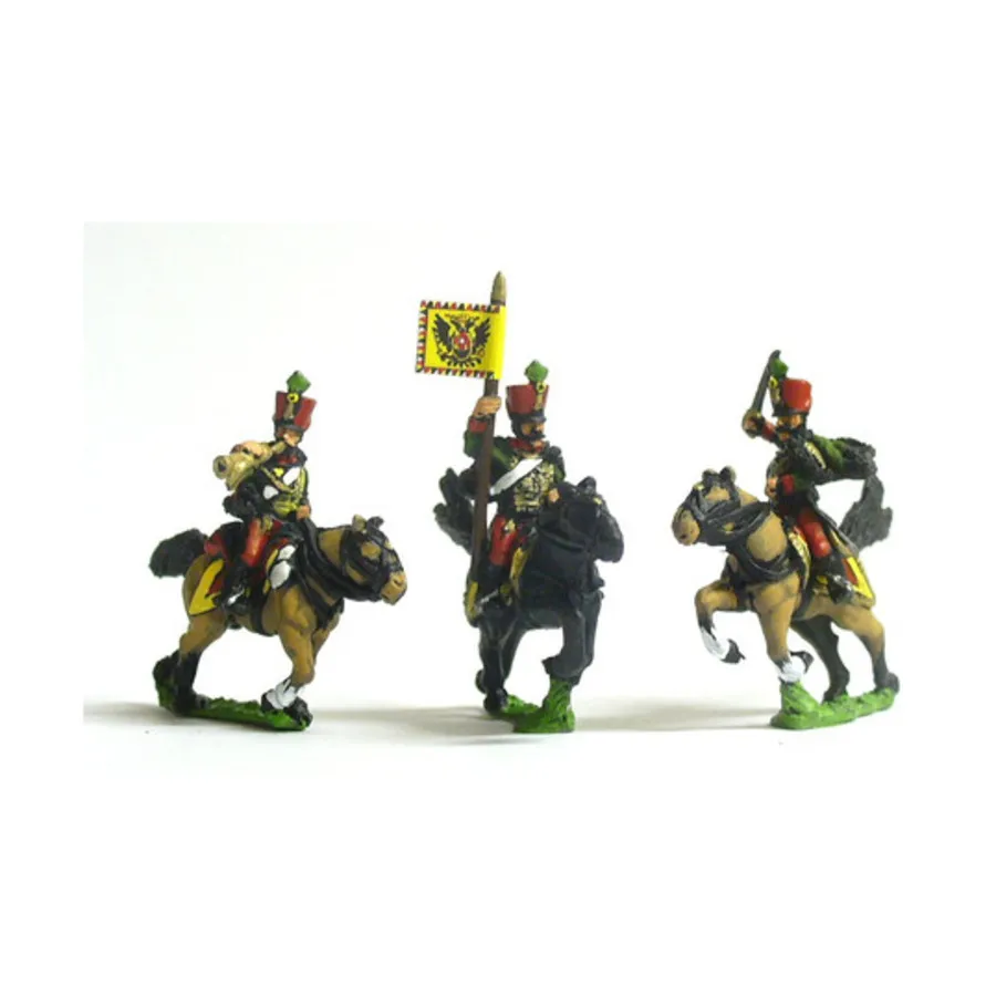

Гусарский командный комплект — офицер, знаменосец и трубач, Napoleonic Miniatures - Austrian (15mm)