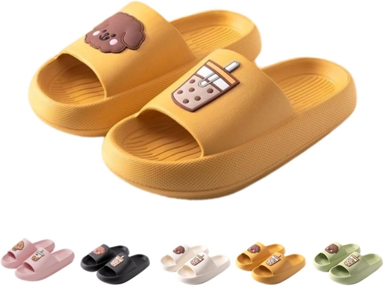 

Тапочки Japado для женщин и мужчин с милым мультяшным дизайном, для душа, плавания и пляжа, из ЭВА, с противоскользящей подошвой, для дома и улицы, с мягкой толстой подошвой, желтый