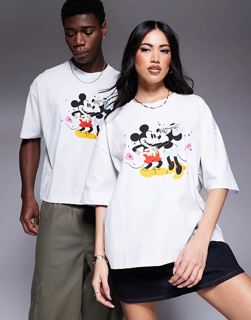 

Свободная футболка Disney Valentines Day oversize с принтами Микки и Минни Маус белого цвета ASOS DESIGN