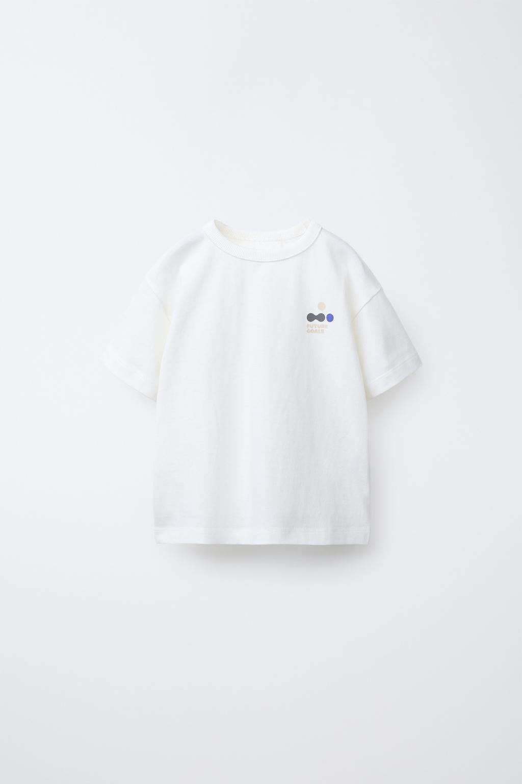 

Футболка с принтом слогана ZARA, экрю