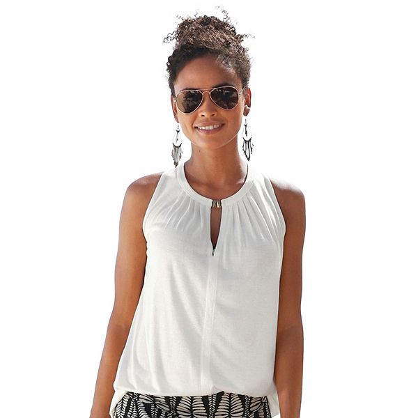 

Женский топ без рукавов с вырезом Lascana, Cream