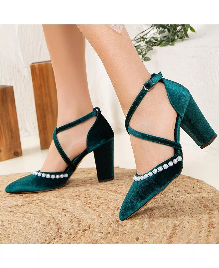 Сина Босоножки на высоком каблуке с перекрещивающимися ремешками Forever & Always Shoes, зеленый — фото 2