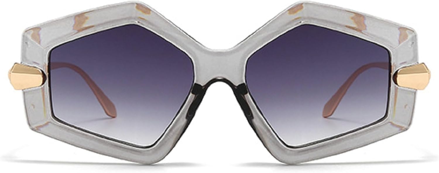 

Модные геометрические многоугольные солнцезащитные очки для женщин, градиентные солнцезащитные очки UV400 для мужчин, панк-очки, сине-зеленые солнцезащитные очки mincl, Gray